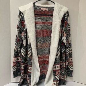 Crave Fame Multicolor Open-Front Cardigan Womand Large